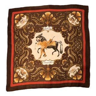 Late 20th Century Hermes Cheval Turc Silk/Cashmere Scarf For Sale