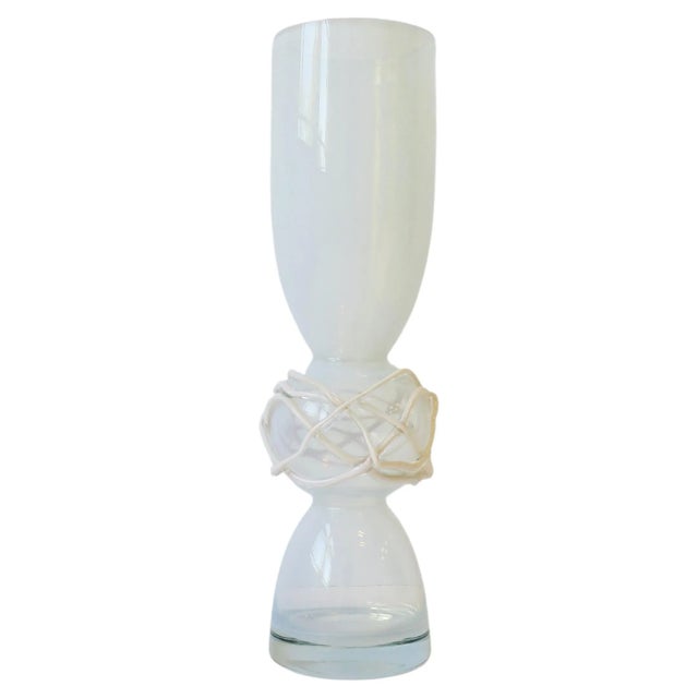 Postmodern Abstract White Opaline Art Glass Vase For Sale - Image 12 of 12