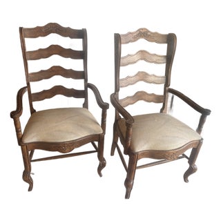 1980s Pair of French Country Dining Room Arm Chairs For Sale