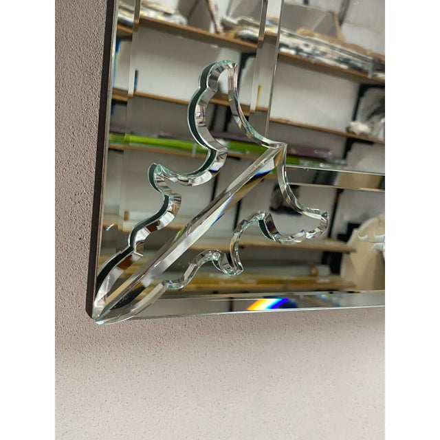 Luxury Venetian Hand-Carved Rectangular Wall Mirror – Murano-Inspired Design For Sale - Image 6 of 7