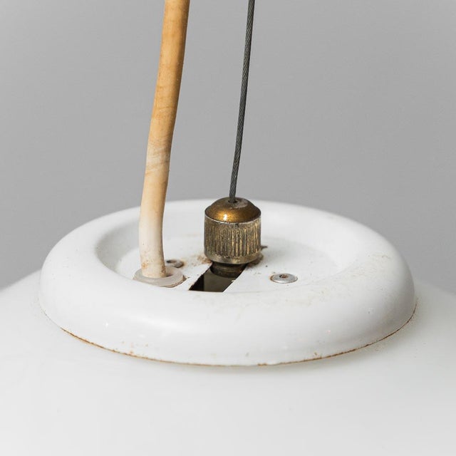 Vintage White Glass Pendant Light, 1970s For Sale - Image 9 of 10