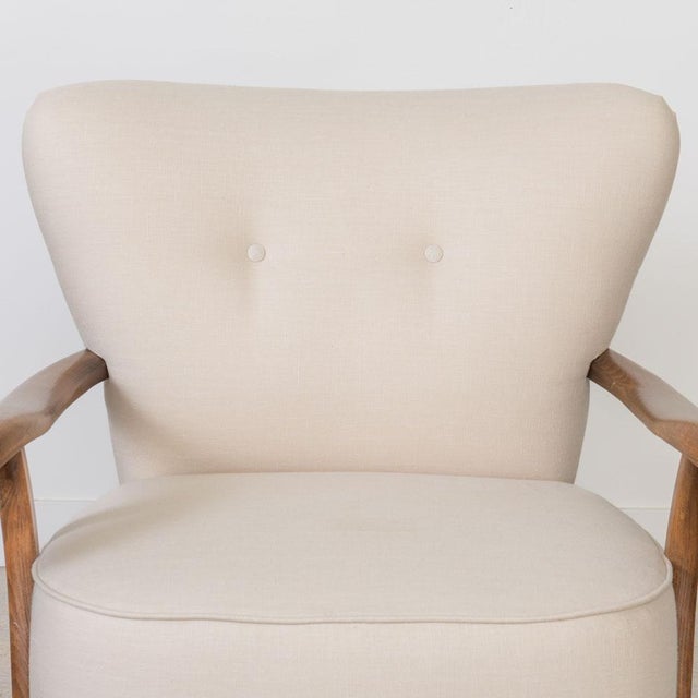 1930s French Linen Armchair For Sale - Image 9 of 13