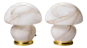 New Murano All Glass Mushroom Lamps - Pair