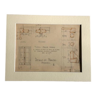 Antique 1920s Walter Church Drawing in 11x14 Mat: French Houses, Cabourg France For Sale