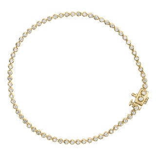10K Yellow Gold Plated Sterling Silver 2.0 Cttw Diamond Classic Tennis Bracelet - 7.25" Inches For Sale
