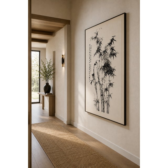 Black Chinese Bamboo by Zheng Xie, Vintage Art Print, 20" X 30" For Sale - Image 8 of 11