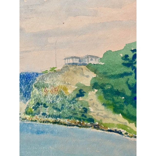 Wood Original H. C. Pihl 1967 Watercolor of Hook Point, Cooper’s Island, British Virgin Islands, Framed With Museum Conservation Glass For Sale - Image 7 of 11
