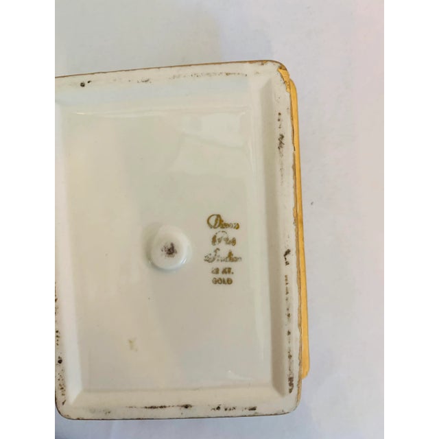 1970s 22 Kt Gold Ceramic Bud Vase and Trinket Box Vanity Set - 2 Pieces For Sale - Image 9 of 13