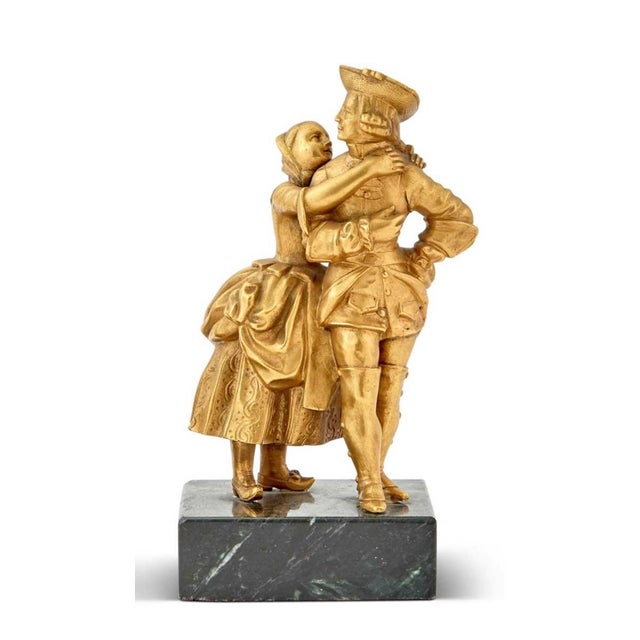 18th Century Pair of French Gilt-Bronze Figural Groups of Courting Couples For Sale In New York - Image 6 of 13