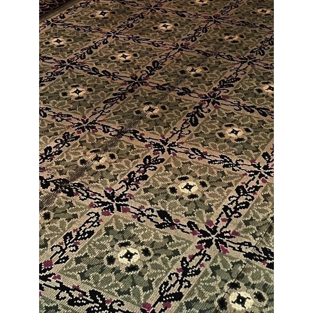Textile 20th Century Austrian Green and Purple Savonnerie Rug, 1920 For Sale - Image 7 of 16