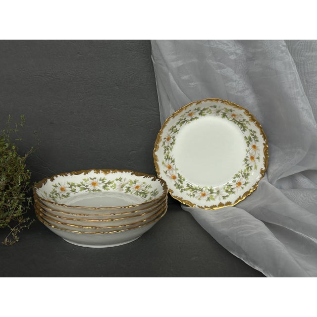 This set of six (6) antique Limoges porcelain bowls is perfect for serving soup. Made in France circa 1907 by Tressemanes...