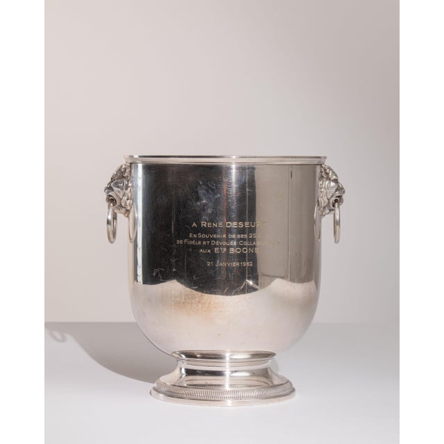 Mid 20th Century France Hollywood Regency Silver Metal Ice Bucket For Sale - Image 12 of 14