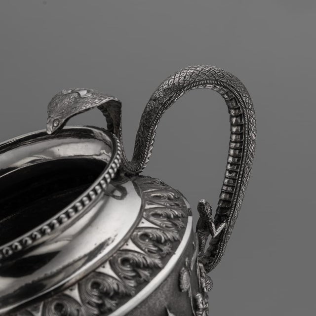 Antique 19th Century Indian Silver Cobra Handled Sugar Bowl, Madras, 1890 For Sale - Image 10 of 18