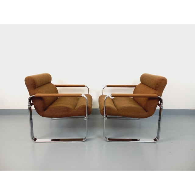Mid-Century Modern Vintage Eero Aarnio Armchairs for Framac in Fabric and Chrome from the 1960s and 70s by Eero Aarnio, 1970s, Set of 2 For Sale - Image 3 of 18