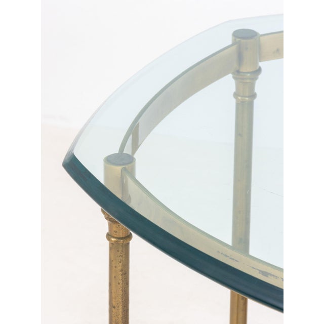 La Barge La Barge Style Glass Top and Brass Table For Sale - Image 4 of 8