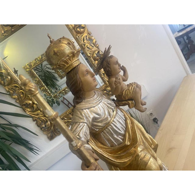 Baroque Wooden Figure of Madonna and Child For Sale - Image 18 of 18