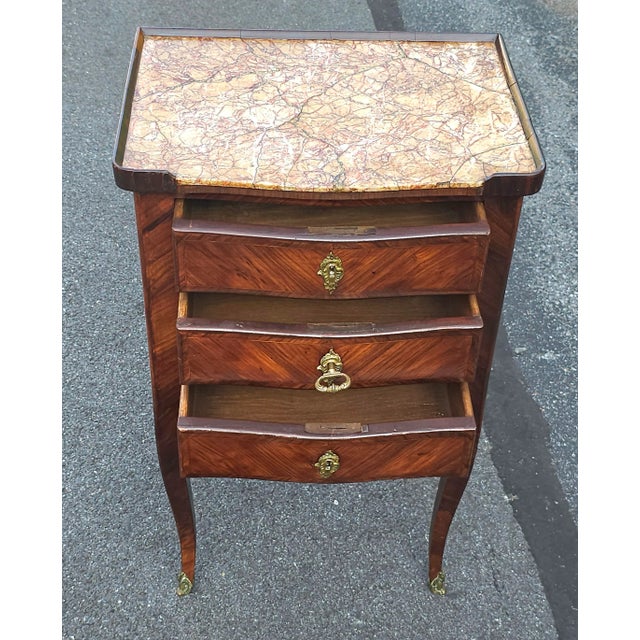 Late 18th Century French Louis XVI Marquetry Kingwood Inset Marble Top With Lock For Sale - Image 10 of 11