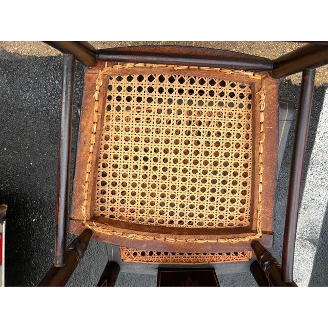 Wood Antique 19th Century Georgian Ebonized Painted Gilt Bergere Cane Seat Side Chairs - Set of 3 For Sale - Image 7 of 10