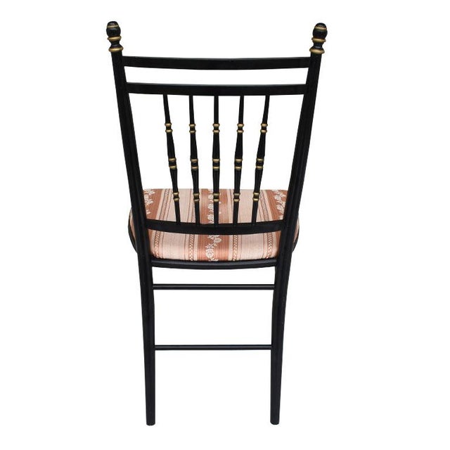 Ebonized Regency Wood Side Chair in Black With Stick and Ball Gold Details For Sale - Image 4 of 7