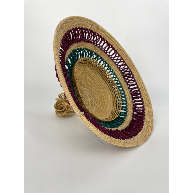 Basotho / Mokorotlo Straw Hat - Red & Green For Sale - Image 4 of 8