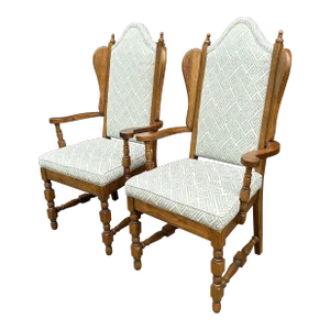 Pair of Classic Antique Wing Style Arm Chairs Recovered