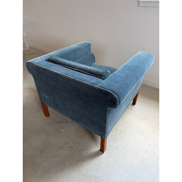Blue Rare Charles McMurray Architect-Designed Geometric Form Lounge Chair in Mohair For Sale - Image 8 of 12