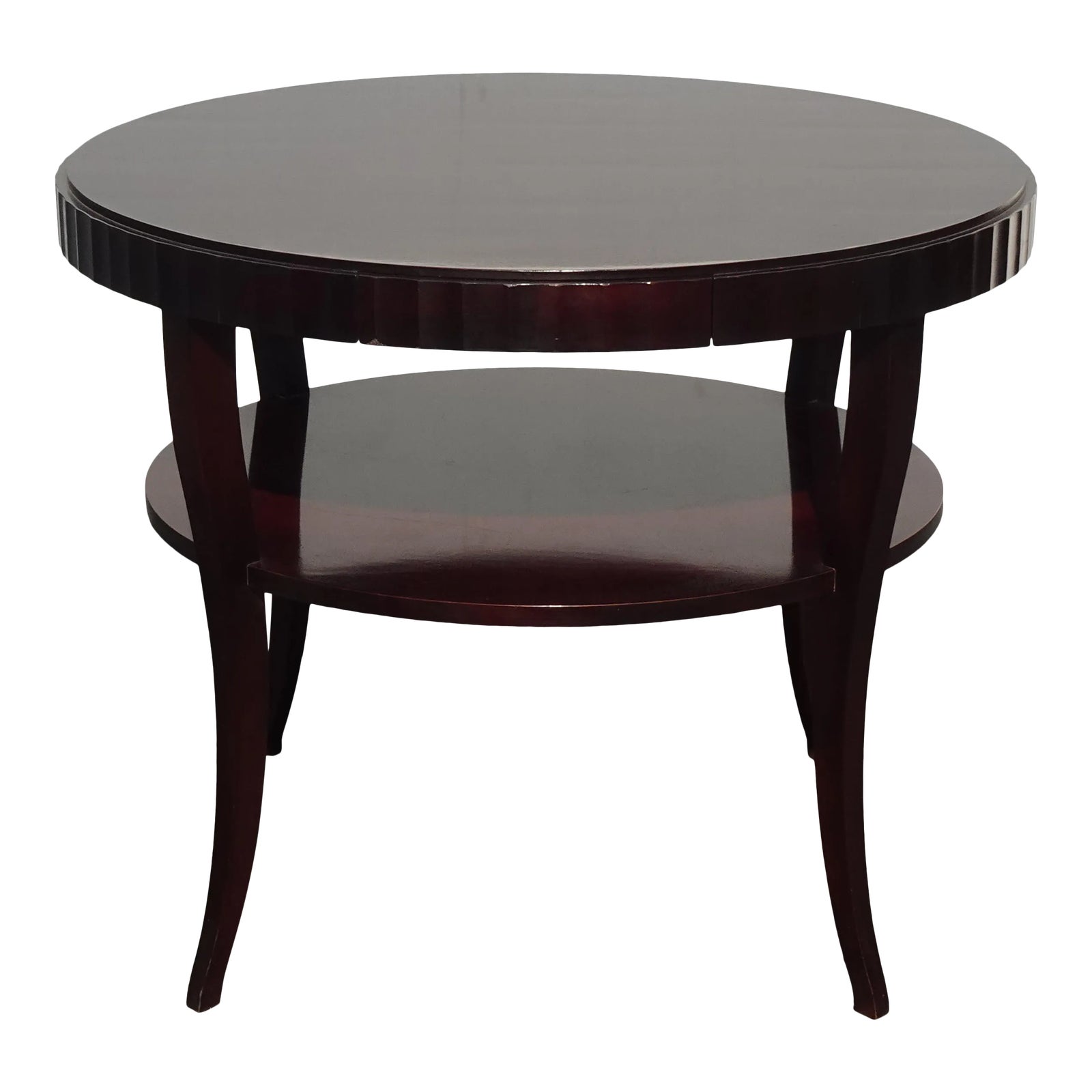 Vintage Baker Furniture Co. Entry Center Table Fluted Edge 2 Tier Barbara Barry Chairish