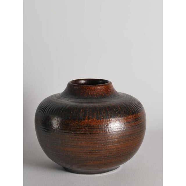 Brown Salt-Glazed Stoneware Vase by Arthur Andersson for Wallåkra For Sale - Image 3 of 13