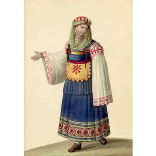 Michela De Vito, Costume of St. Catherine, Province of Calabria in the Kingdom of Naples, 1800s, Watercolour For Sale