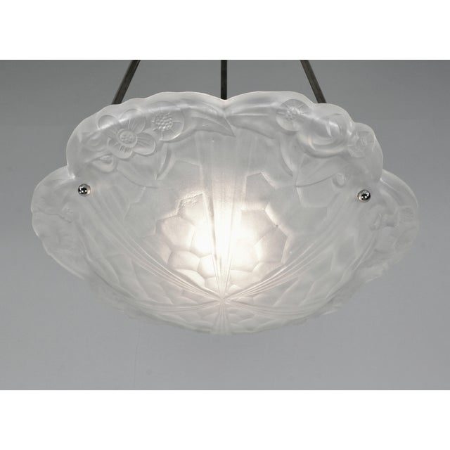 Metal French Art Deco Pendant Light by Degue 1920s France - 2 Available For Sale - Image 7 of 12