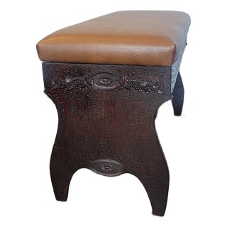 1920s Spanish Revival Textured Bench For Sale