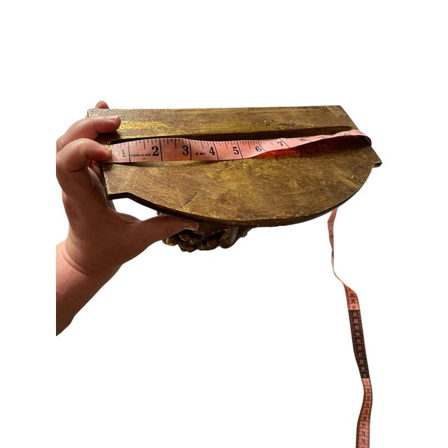 Hollywood Regency Vintage Carved Wood Vineyard Grapevine Motif Gilded Wall Shelf For Sale - Image 3 of 10