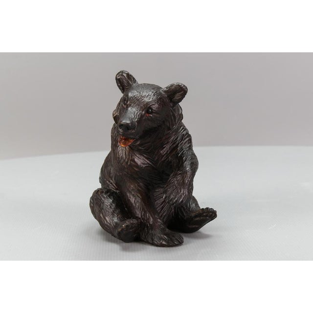 Antique Black Forest Carved Seated Bear Figure, 1890s For Sale - Image 11 of 18