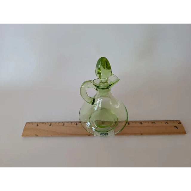 Vintage Uranium Glass Cruet With Stopper For Sale - Image 9 of 10