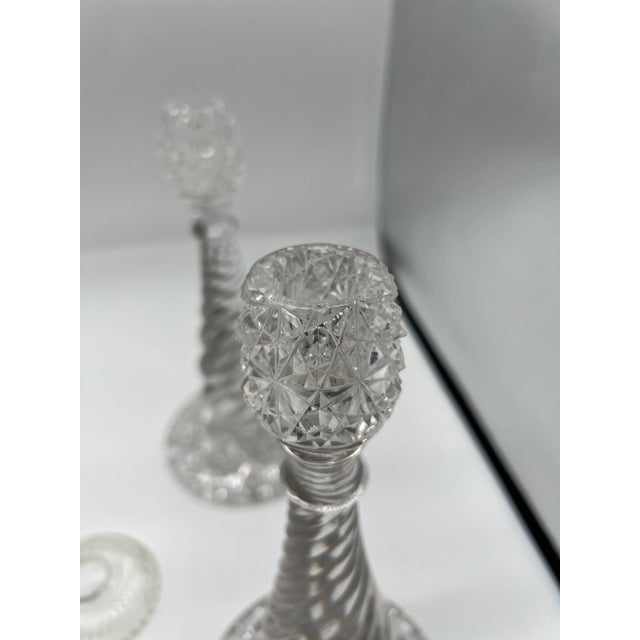 Pair, American Brilliant Period Cut Glass Russian & Swirl Pattern Candlesticks For Sale - Image 10 of 10