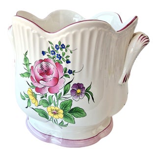 Mid-Century French Ceramic Cachepot by Luneville, 1950s For Sale