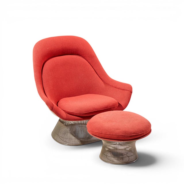 Warren Platner for Knoll Mid Century Easy Lounge Chair and Ottoman For Sale - Image 9 of 10