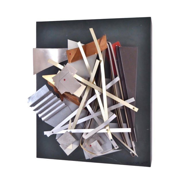 Abstract Vintage Modernist Metal Scrap Remnant Assemblage Wall Sculpture For Sale - Image 3 of 8