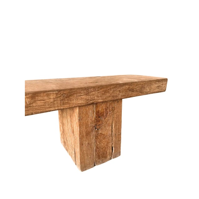 Brown Solid Teak Wood Sculptural Bench, Modern Organic For Sale - Image 8 of 8