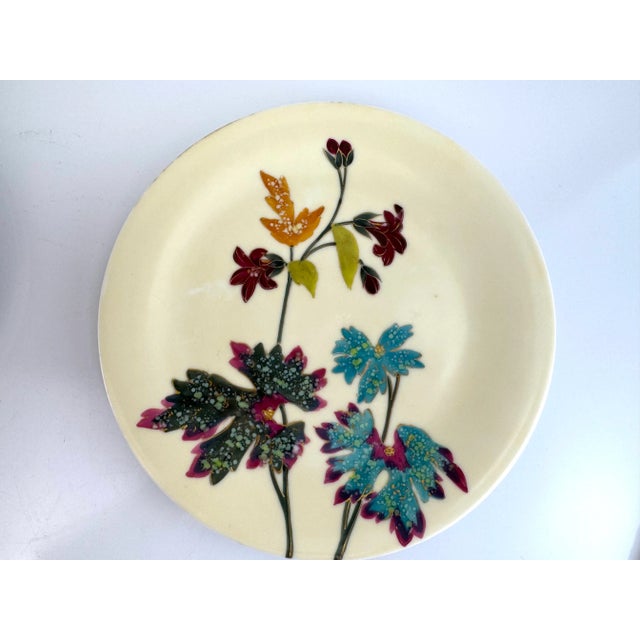 1960s Mid-Century Hand-Painted Japanese Dessert Plates & Stand – Set of 9 For Sale - Image 12 of 16