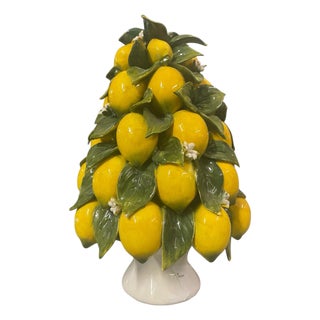 Hand-Painted Italian Ceramic Lemon Topiary (Maestri Artigiani) For Sale