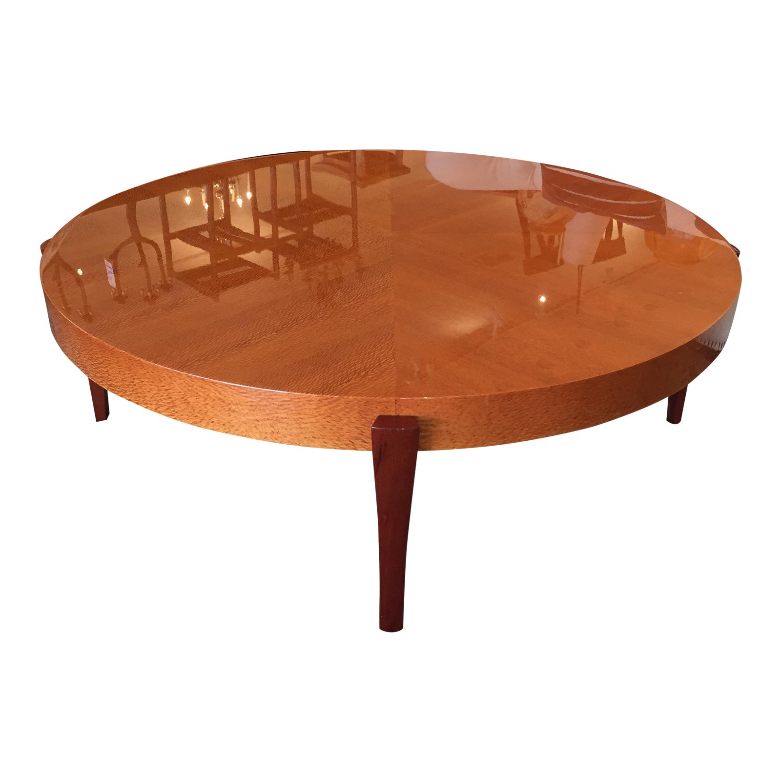 Round Exotic Wood Coffee Table Chairish