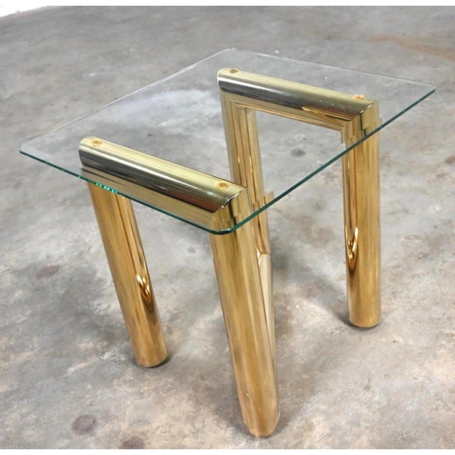 Brass 1970s Modern Brass Plated “Z” End or Side Table Base—Karl Springer Style For Sale - Image 8 of 12
