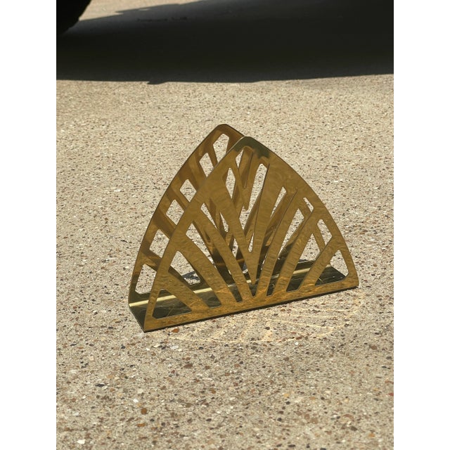 Gold Geometric Napkin Holder. Could also be used to hold file folders. Gold plated metal.