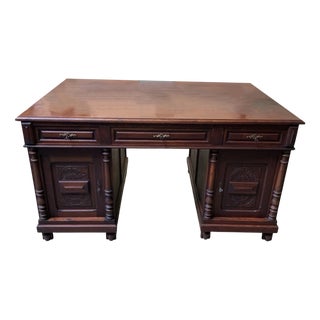 Antique Art Nouveau Double-Sided Desk, 1890s For Sale