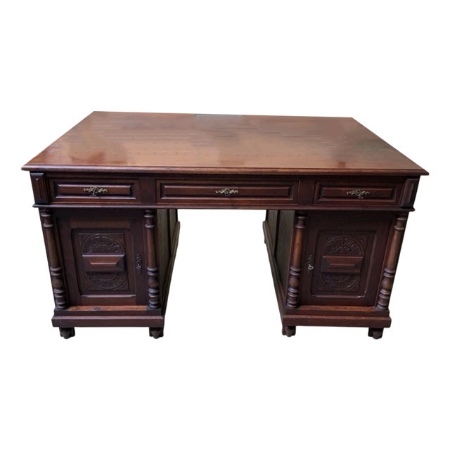 Antique Art Nouveau Double-Sided Desk, 1890s For Sale