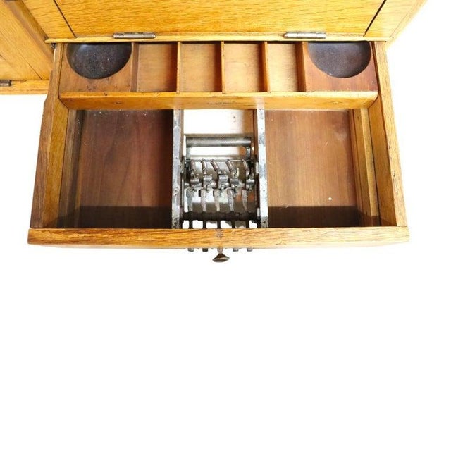 1910s Waddell Wooden Ware Works Oak Country Store Display Case & Cash Register Drawer For Sale - Image 4 of 16