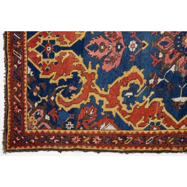 1960s Vintage Persian Bakhtiari Hand-Knotted Wool Rug in Blue With Allover Motif For Sale - Image 5 of 9