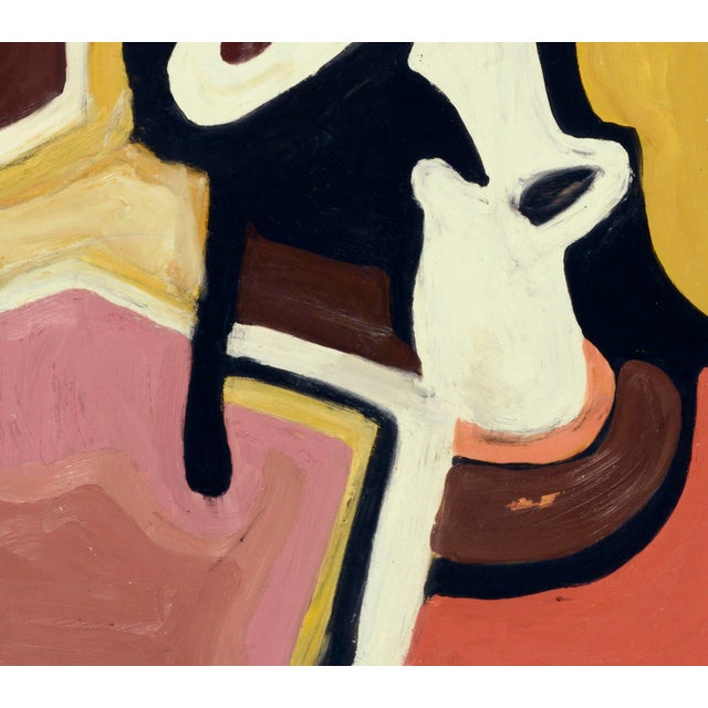 1960's Pink & Yellow Figurative Abstract by Les Anderson For Sale In Monterey, CA - Image 6 of 11