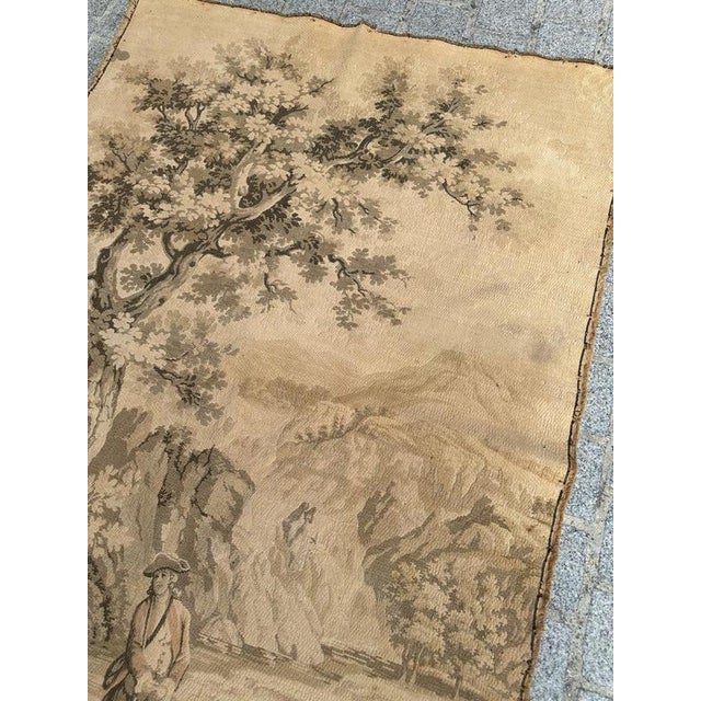 Antique French Jacquard Tapestry with Shepherds in the style of Aubusson, 1920s For Sale - Image 17 of 18